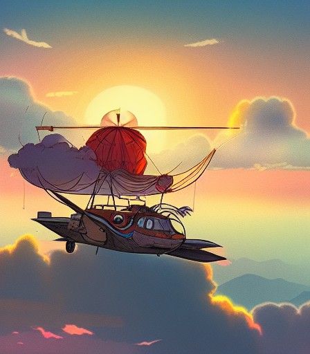 Gypsy Vardo Flying Through Sunset Sky
