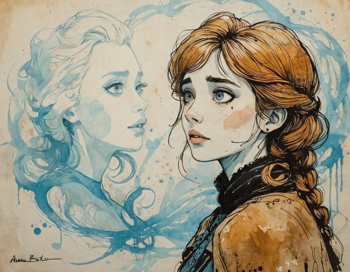 Ethereal Winter Sisters in Ink