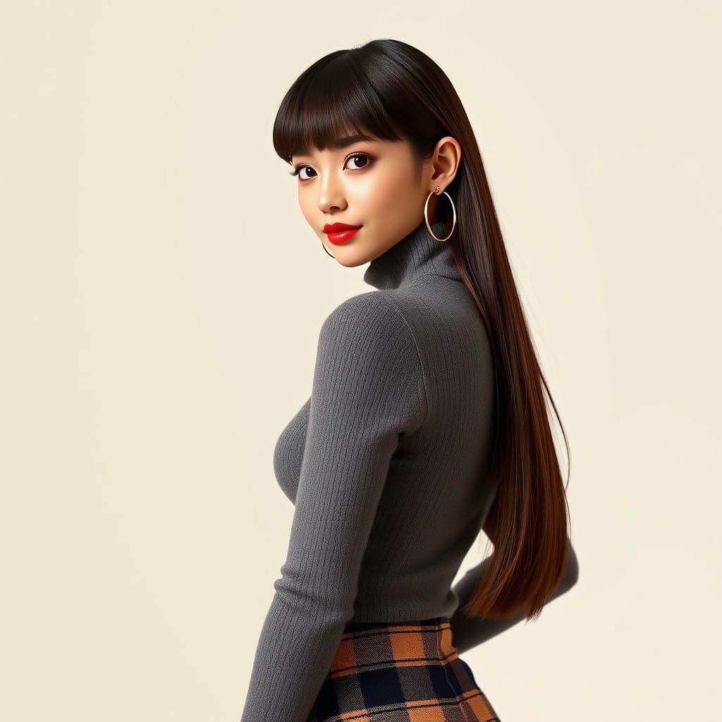 Ultra-Feminine Woman in Elegant Outfit, Captured in High-Def...