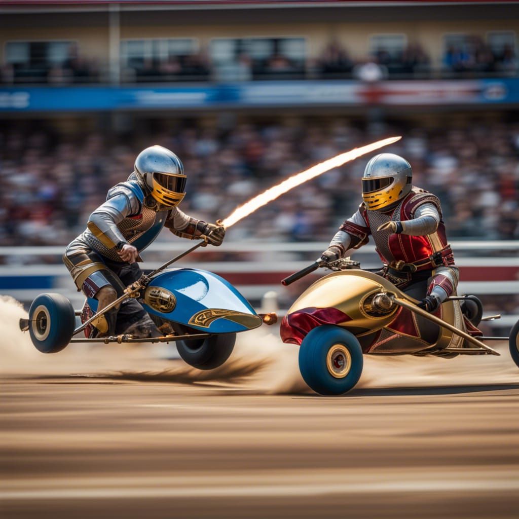Dragsters Jousting Before Impact, Automotive Art
