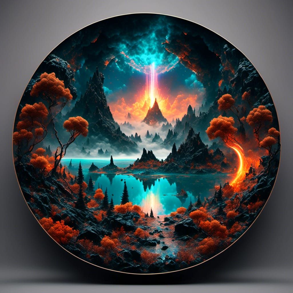 Nebula Reflection in Volcanic Cove: 3D Game Art