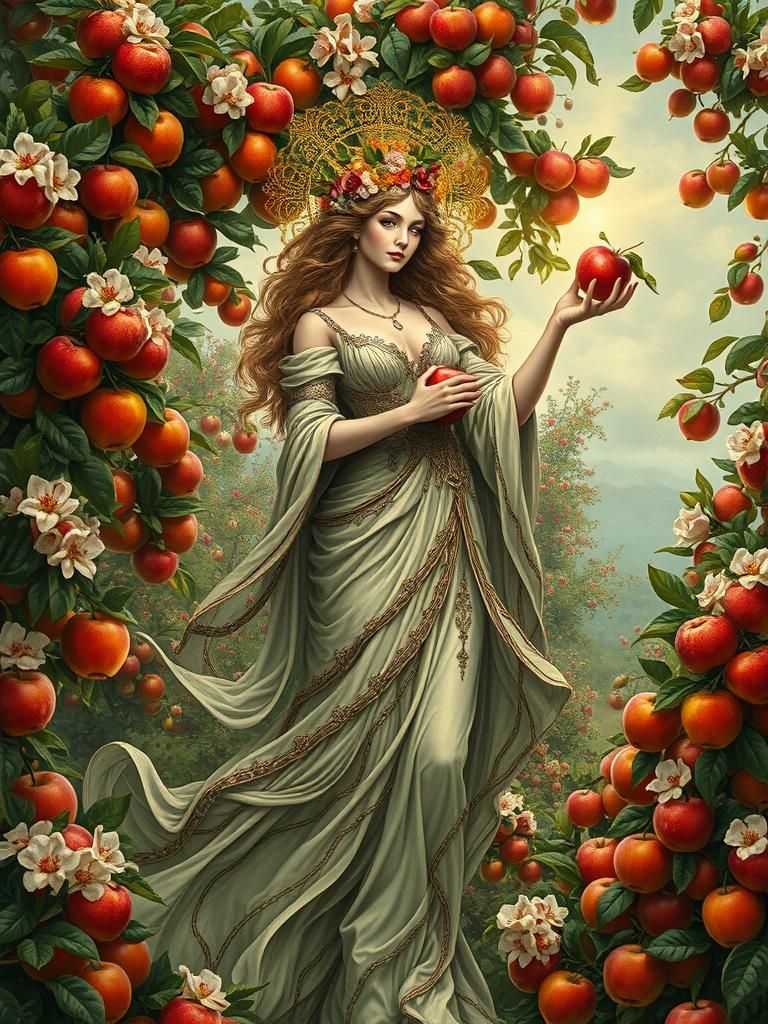 Pomona, Goddess of Apples in Art Nouveau Style