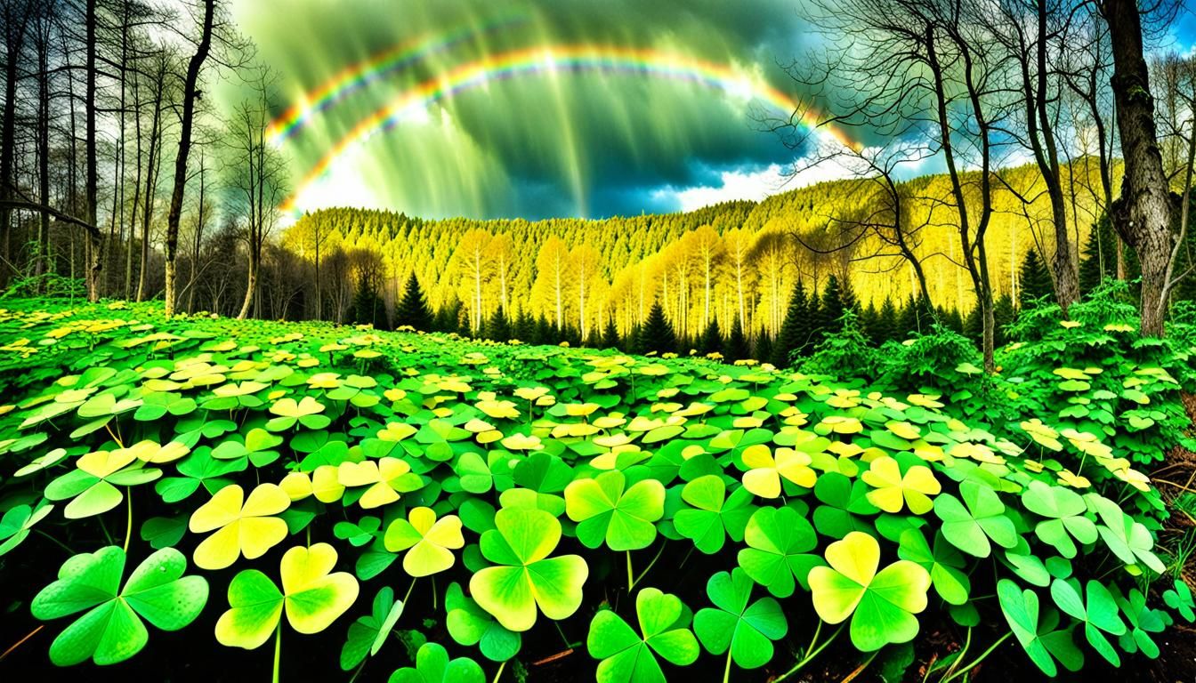 Pot of Gold at Rainbow's End: Hyperrealistic Forest Scene