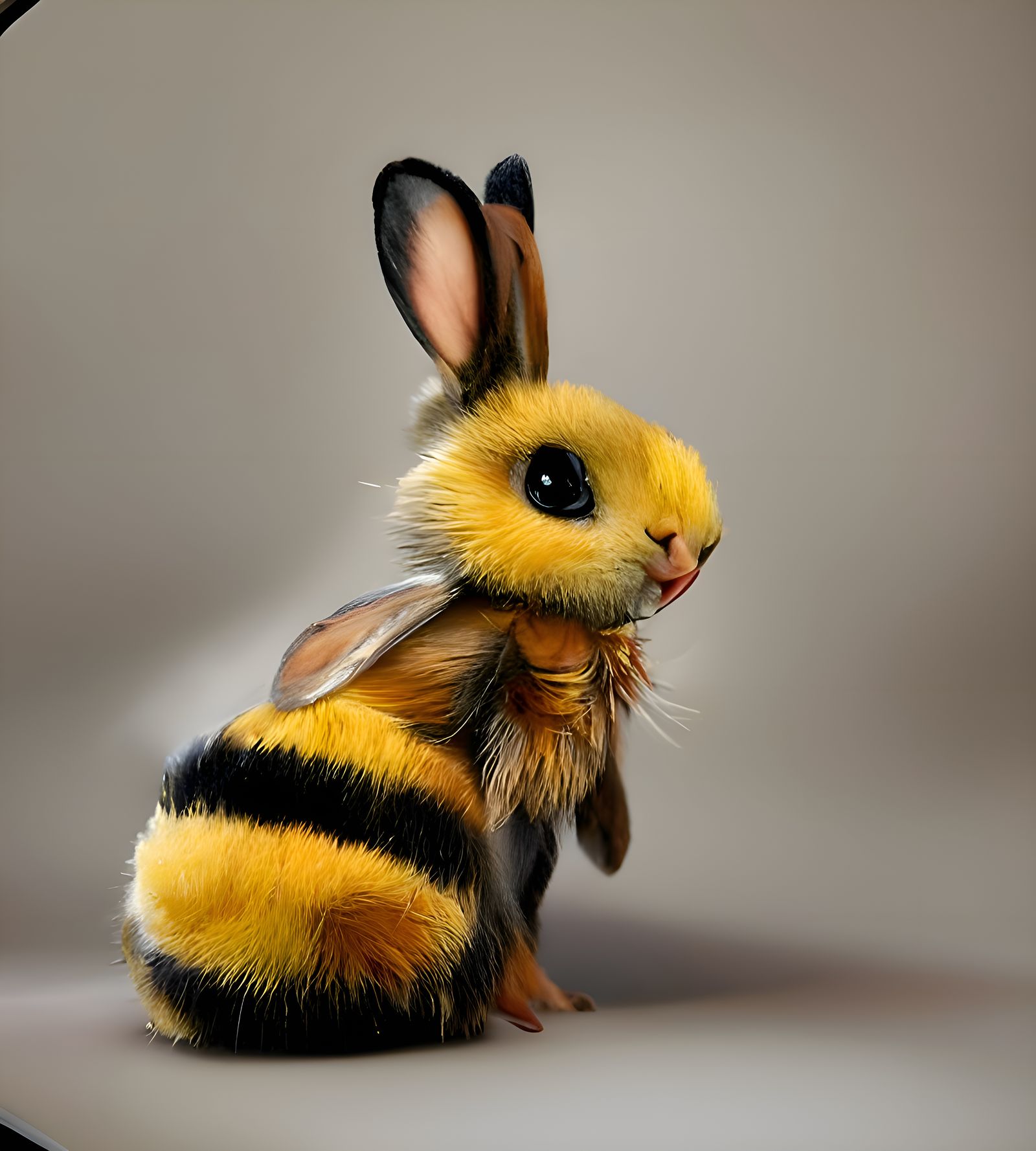 Cute Honey Bunny Hybrid in Flowers: Fantasy Art