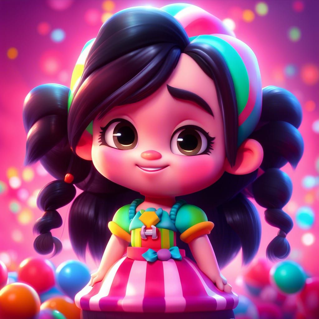 Chibi Vanellope in Candyland: 3D Digital Art