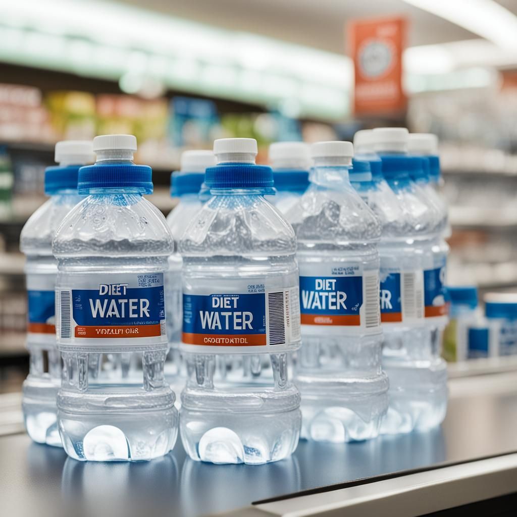 Diet Water Bottles on Checkout Counter