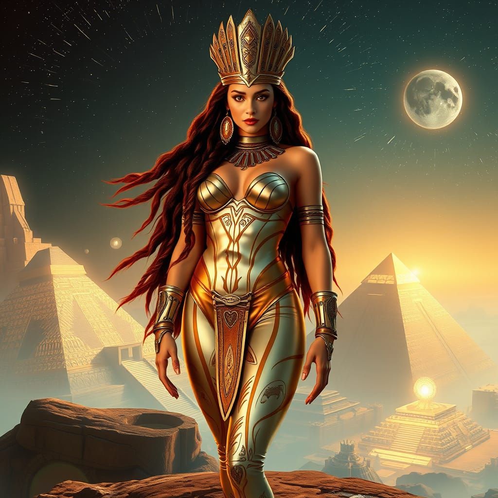 Aztec Goddess in Cyberpunk Bodysuit