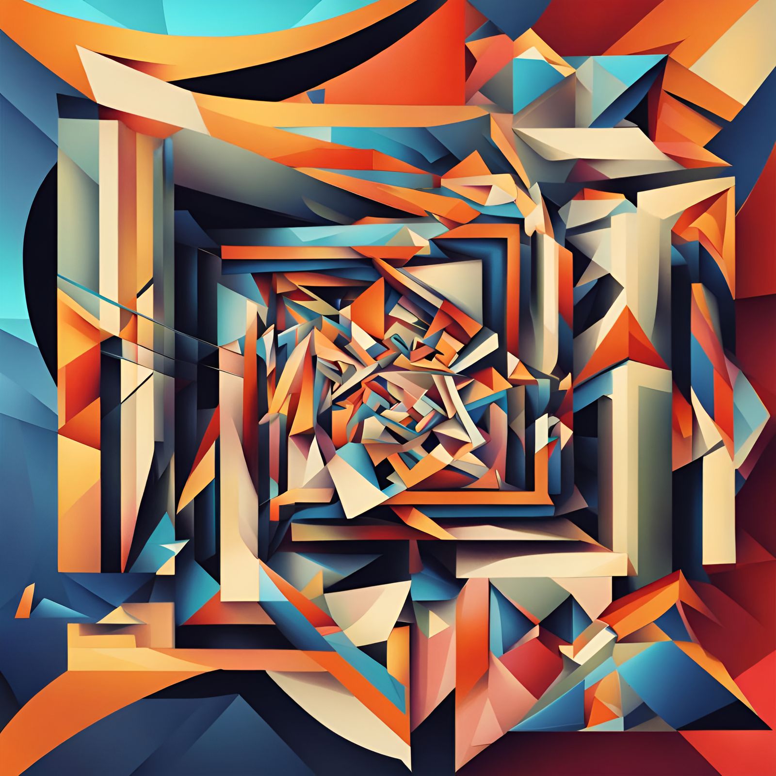 Chaotic Sound Waves Disrupting Space-Time: Cubist Art Deco