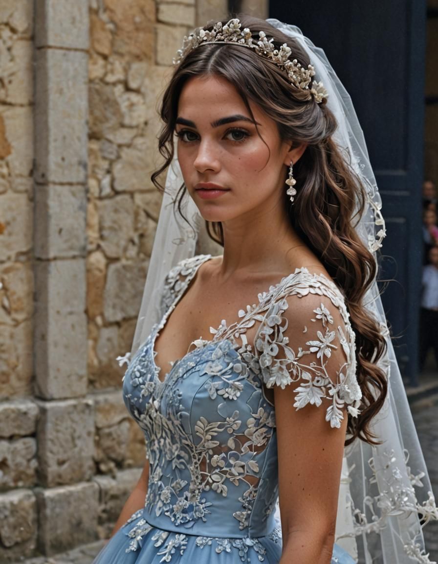 Woman Gazing at Wedding Dress at Dawn