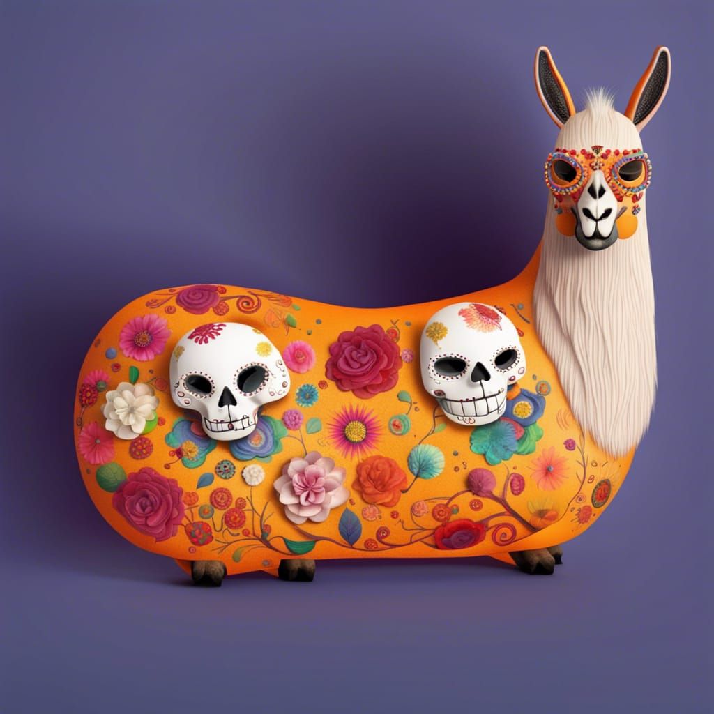 Llama Sugar Skull: A Day of the Dead Fantasy