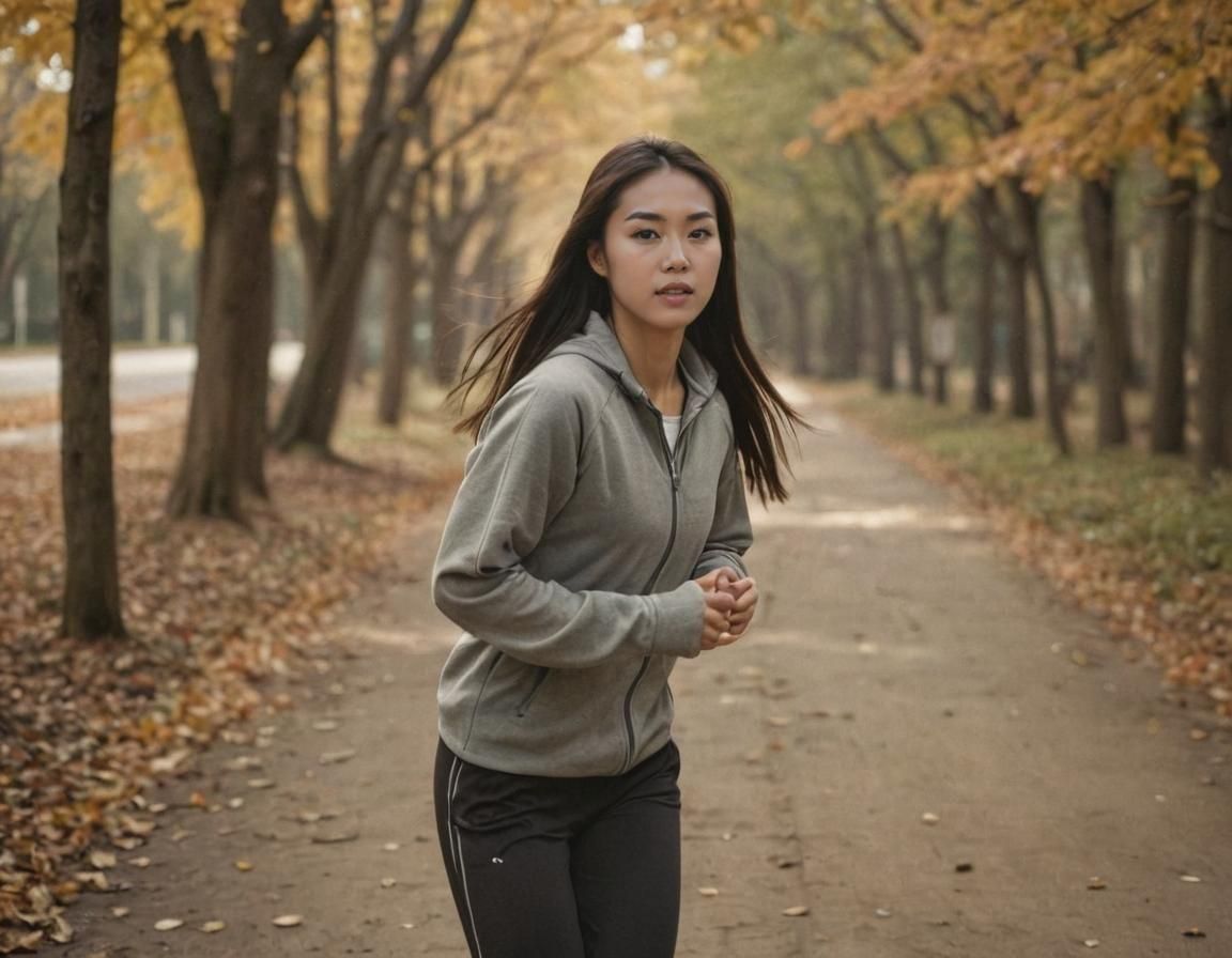 Ethereal Young Woman in a Cinematic Run