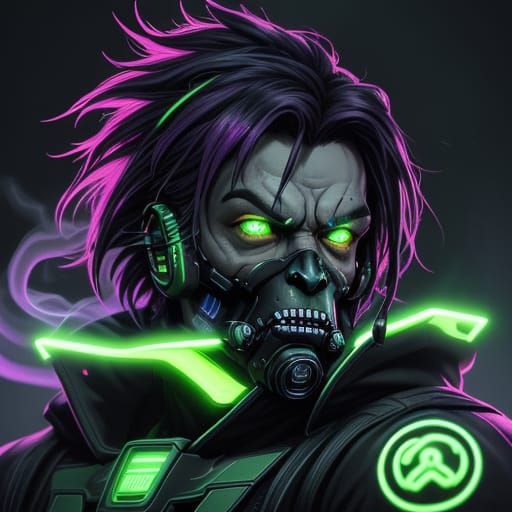 Cyberpunk Cyborg Gorilla with Green Eyes and Error 420 Displ...