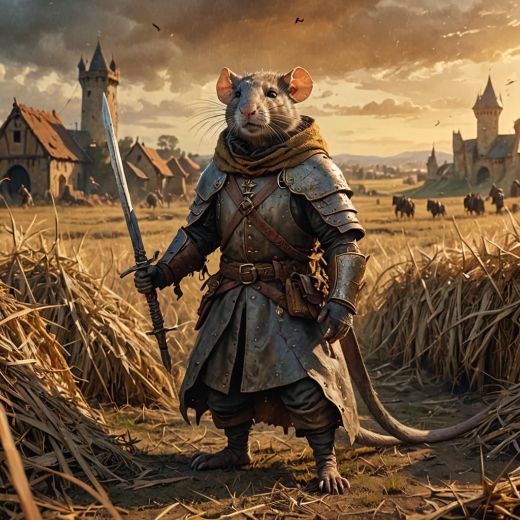 Rat Man Warrior in Medieval Battlefield Concept Art
