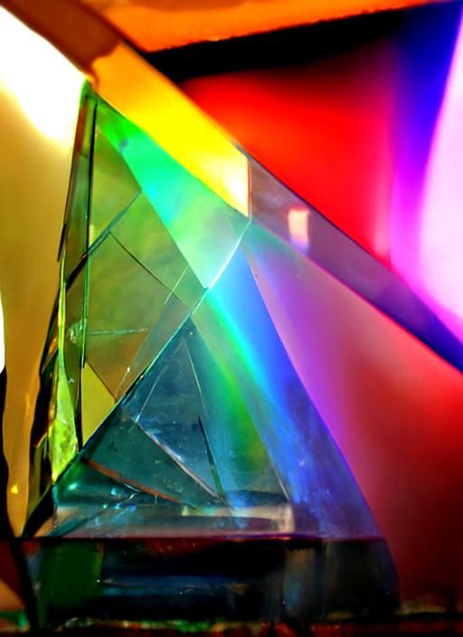Colorful Prisms Refracting Light into Rainbow Spectrum