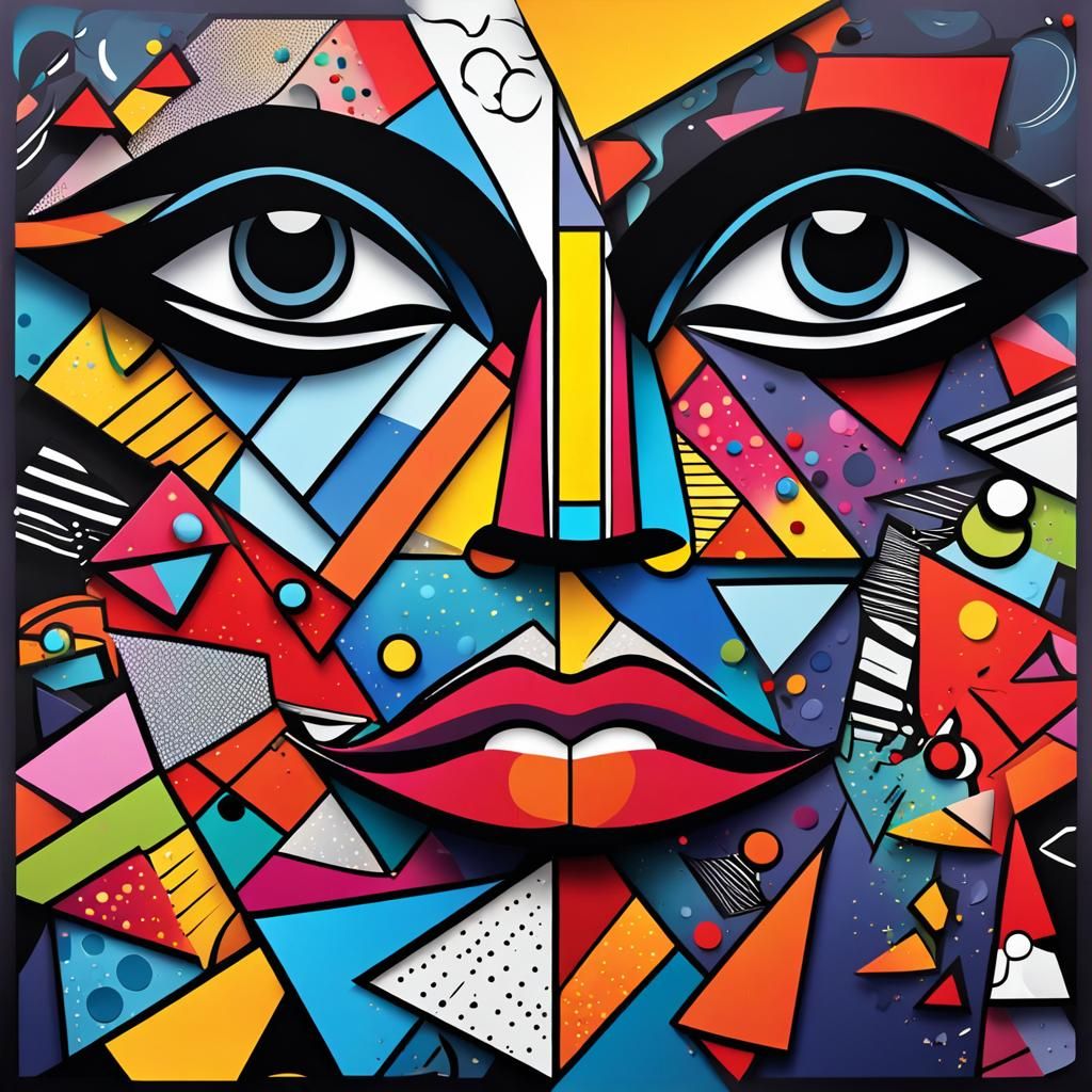 Abstract Modern Art in Vibrant 3D Cartoon Style