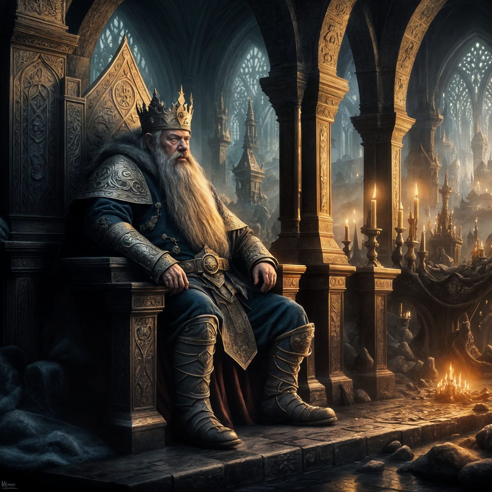 First Dwarf King Coronation: Dark Fantasy Digital Painting