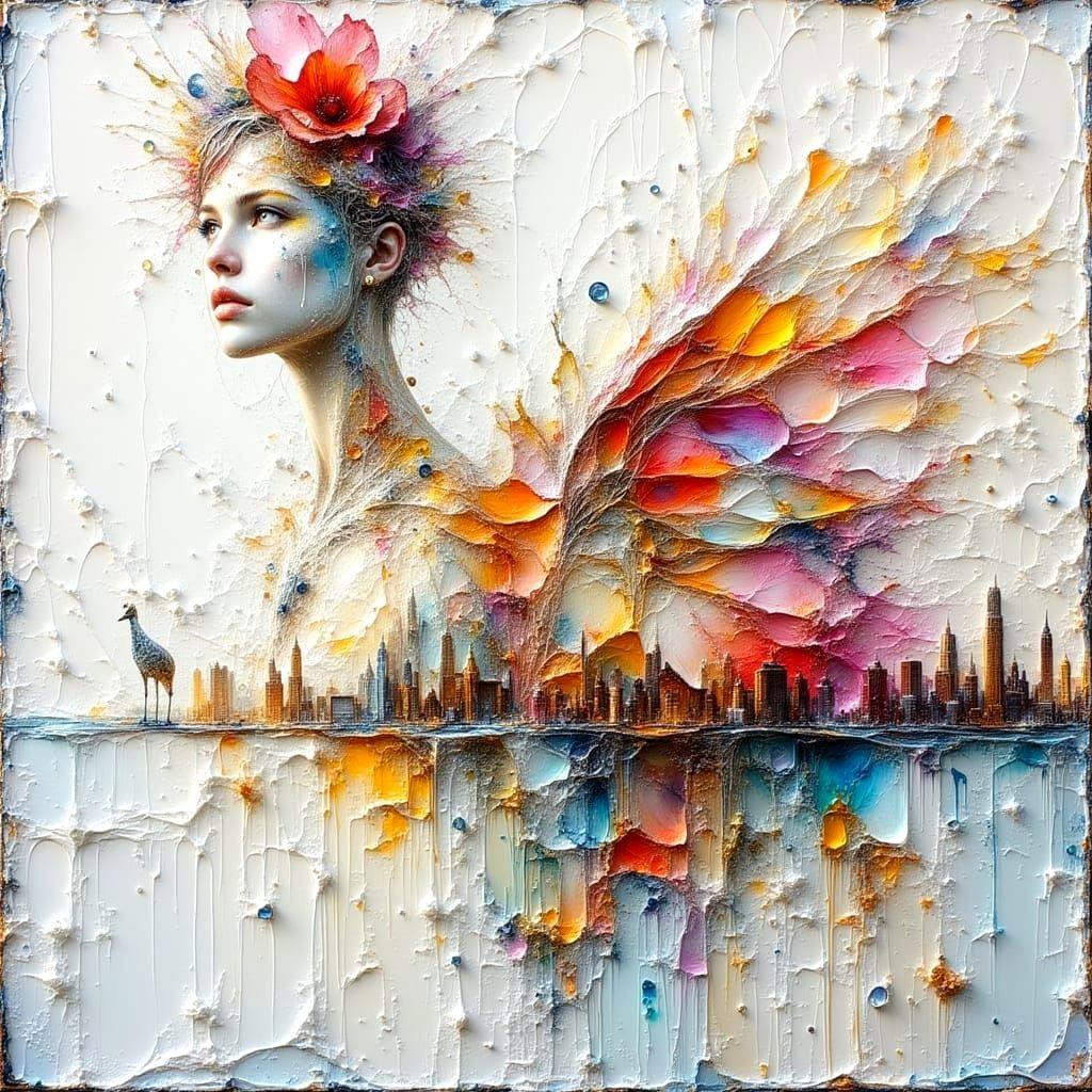 Ethereal Fluid Water in Impasto Alcohol Ink Style