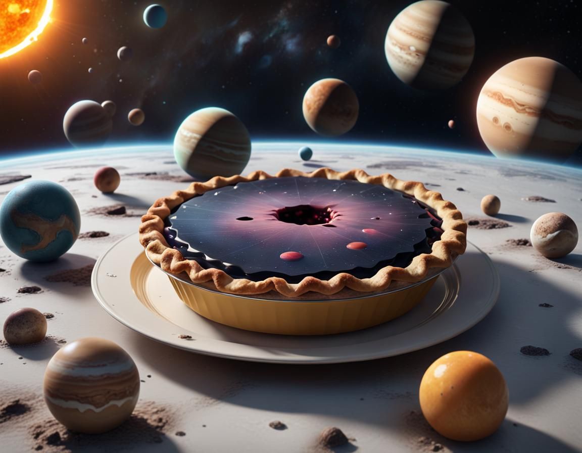 Fruit Pie Planets in Expressionist Digital Art