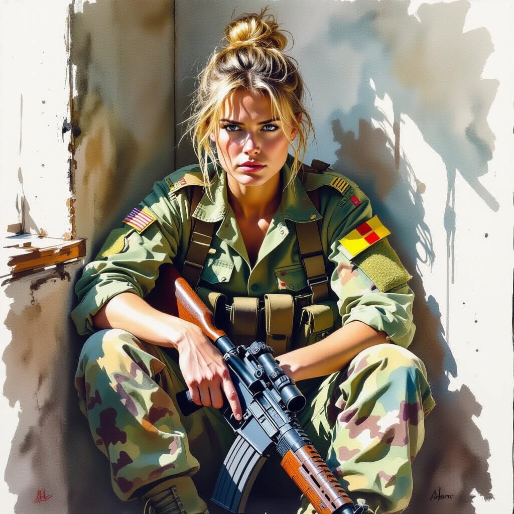 Tired Swedish Soldier in Detailed Watercolor
