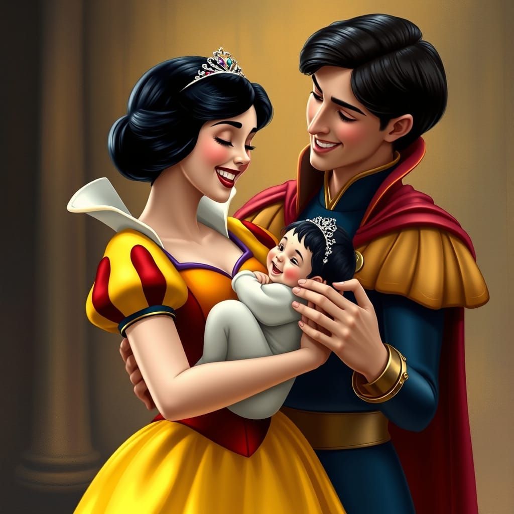 Snow White and Prince with Baby, Live-Action Style
