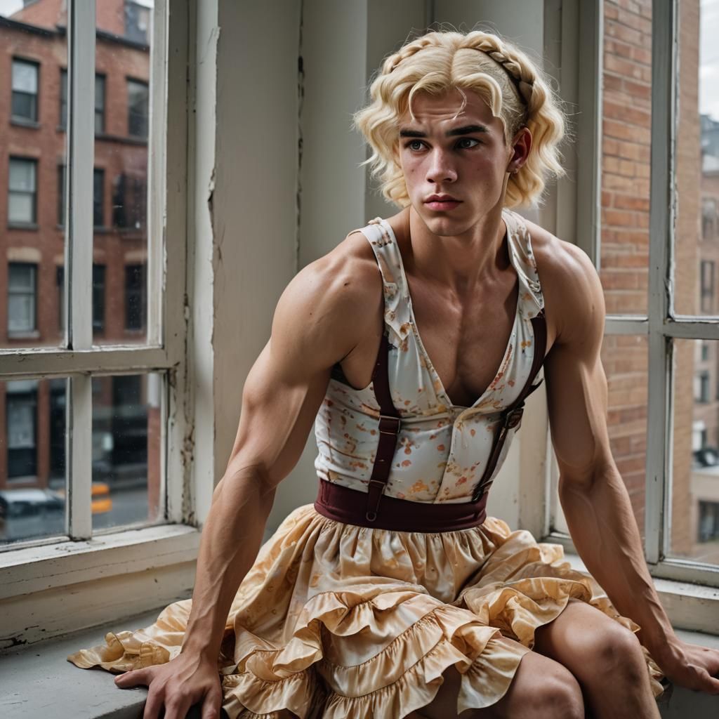 Boy in Dress: Hyper-Realistic Autumnal Portrait