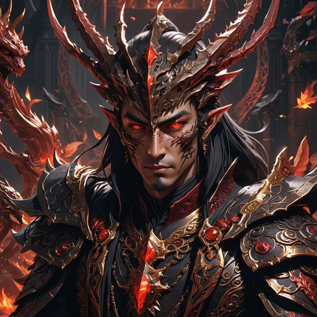 Daedric Prince Sanguine Portrait in Anime Style