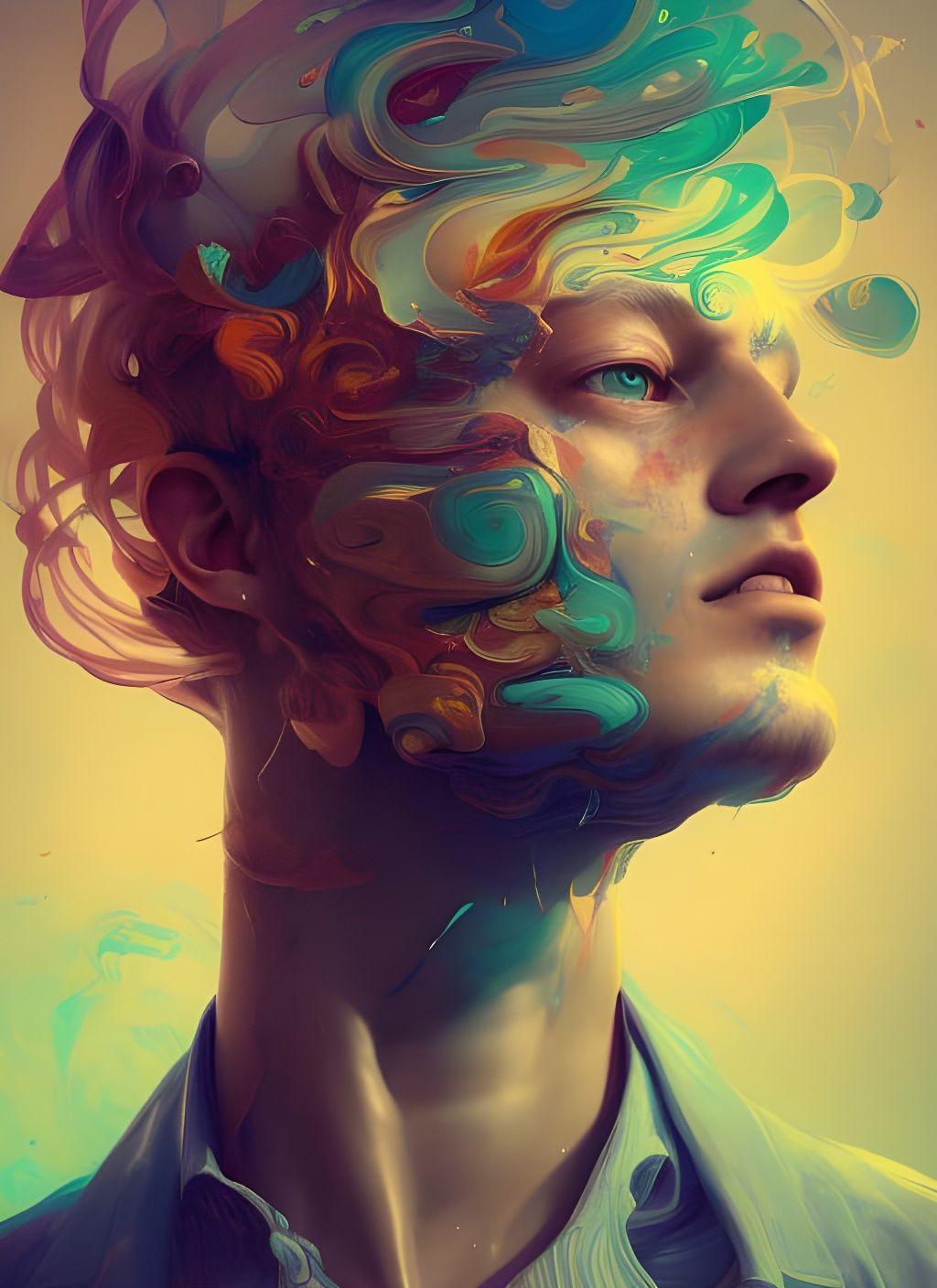 Swirling Portrait in Hyperrealistic Digital Art Style