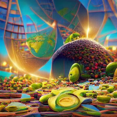 Avocado World: 3D Digital Art Concept