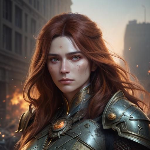 Majestic Woman in Armor: Surreal Fantasy Portrait