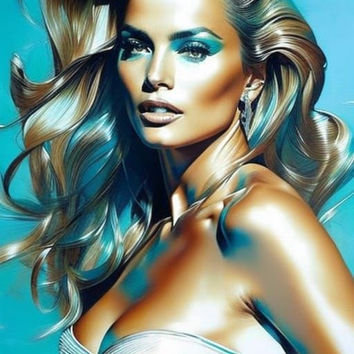 Hyperrealistic Portrait on the Beach in Watercolor Style