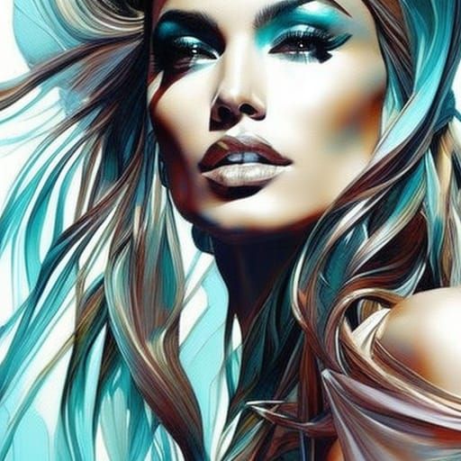 Hyperrealistic Portrait on the Beach in Pin-Up Style