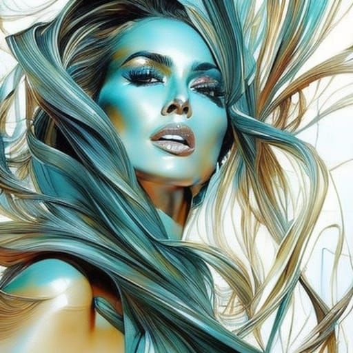 Hyperrealistic Beach Portrait in Pin-Up Style