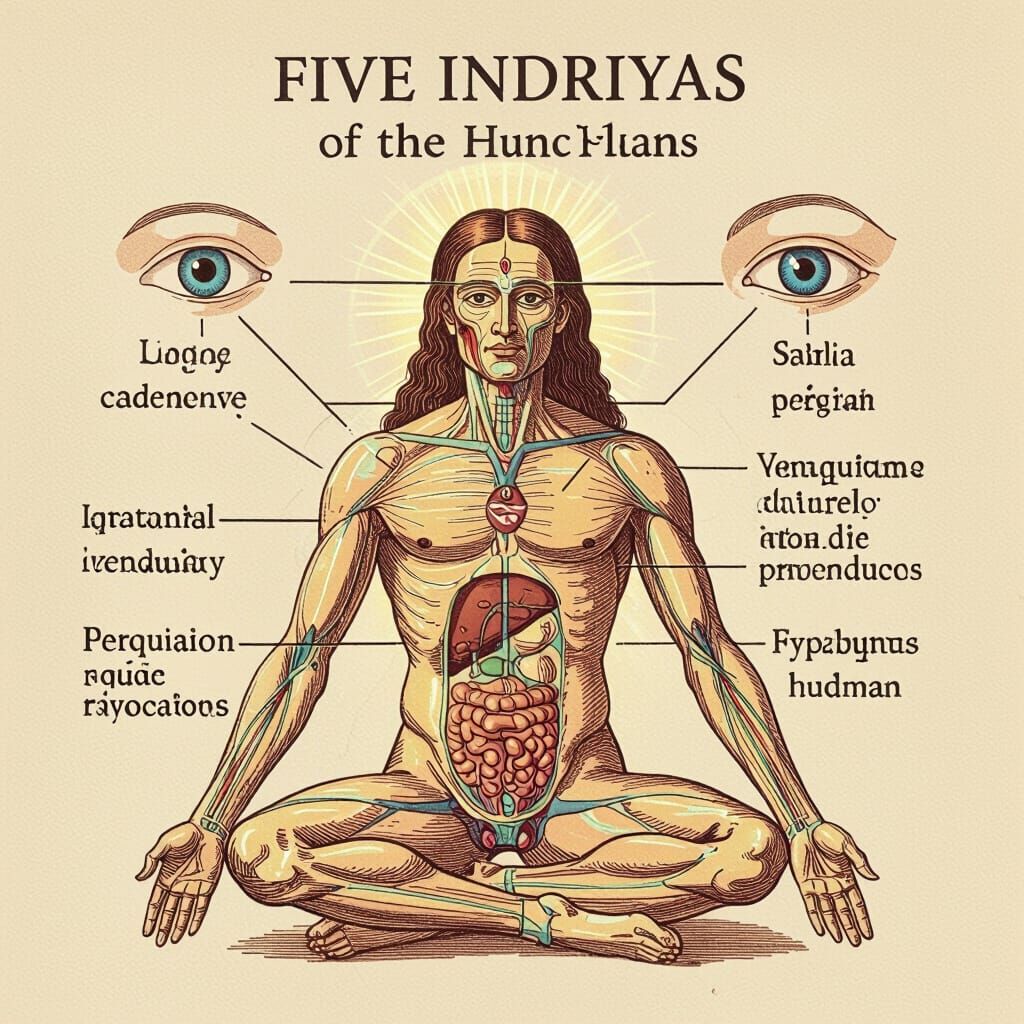 Anatomical Illustration of Human Senses and Functions