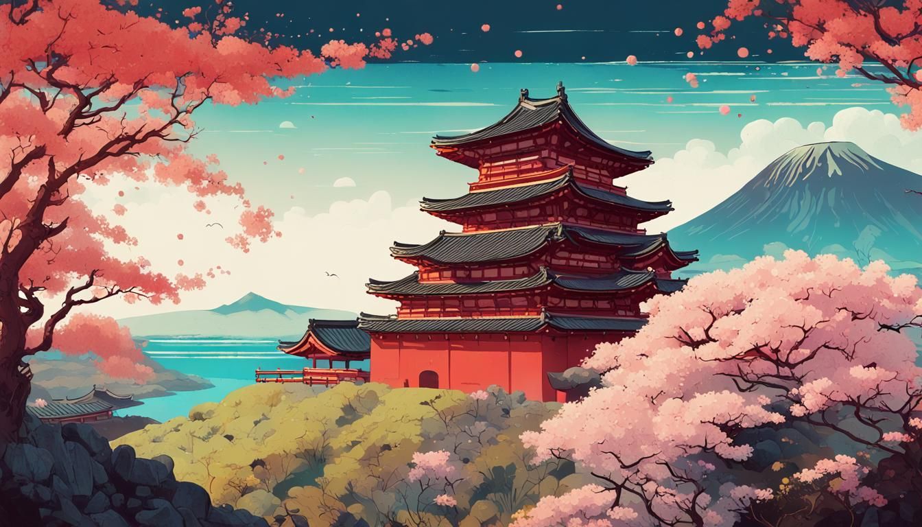 Shuri Castle in Full Bloom: Matte Photography