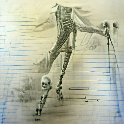 Skeleton on Stilts: Dark Fantasy Art