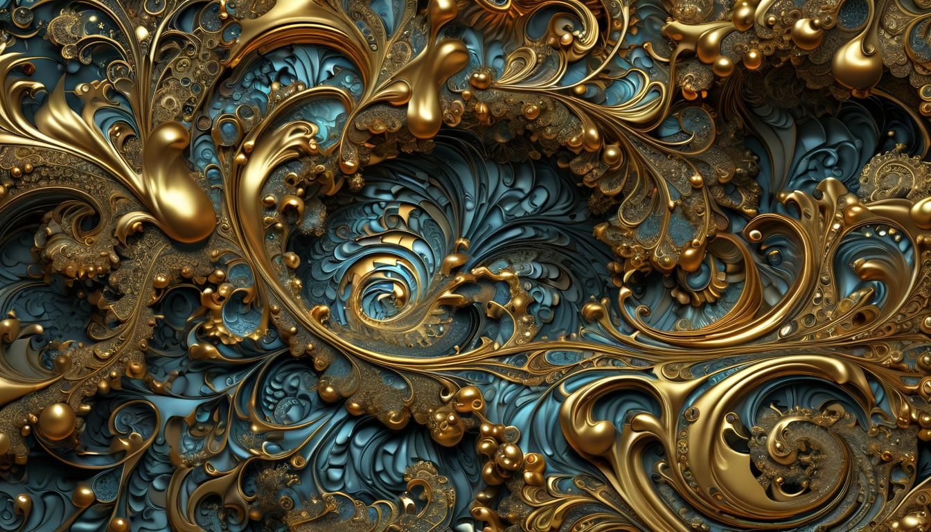 reflective, shiny, highly polished gold and bronze metal, Ba...