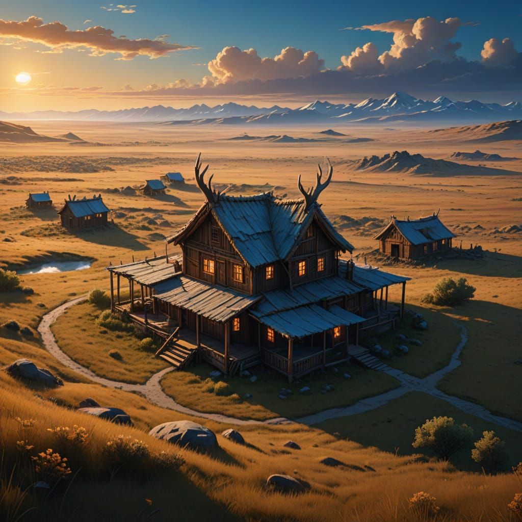 Whimsical Nenets Deer Hide Plague House Amidst the Steppe