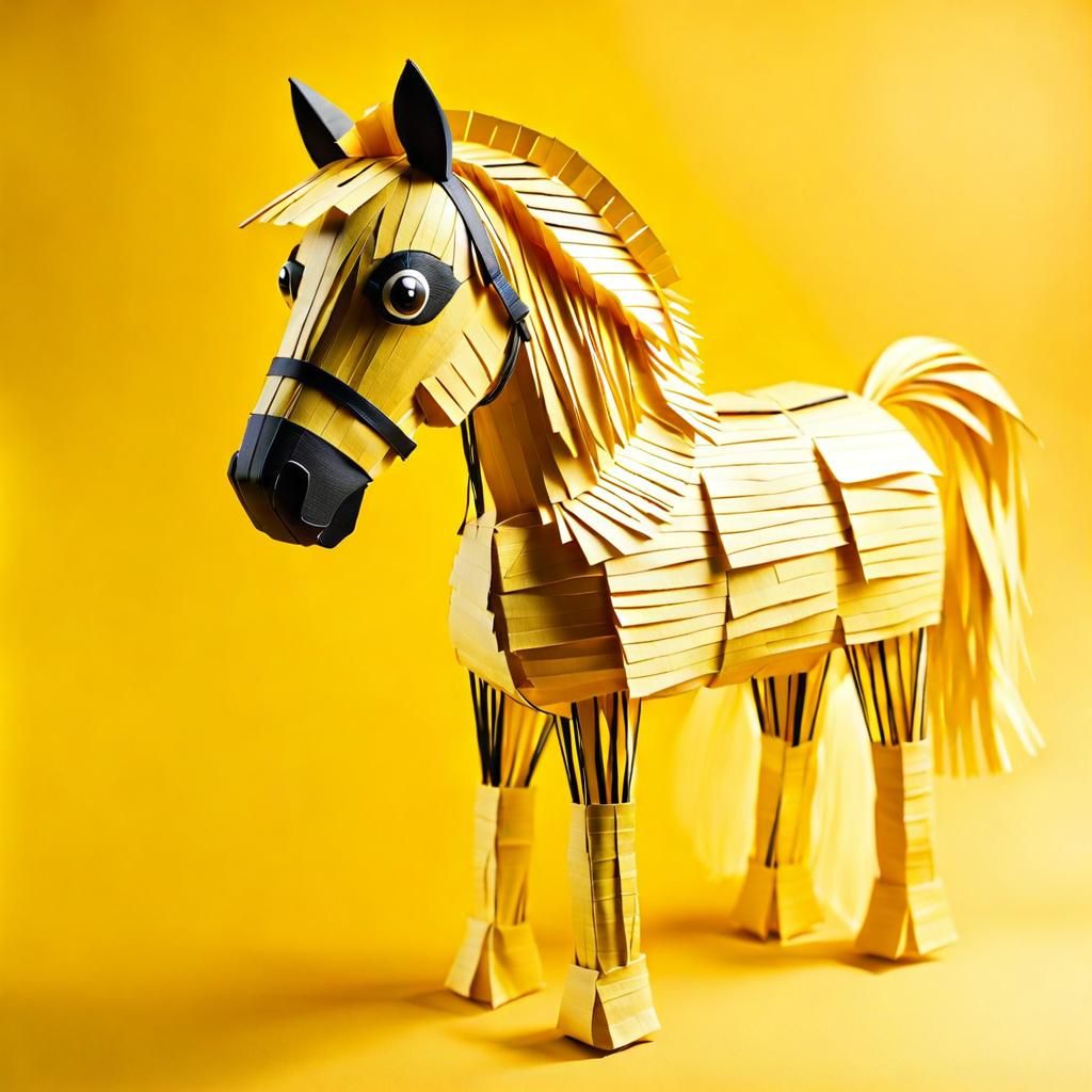 Cute Paper Mache Horse Piñata on Yellow