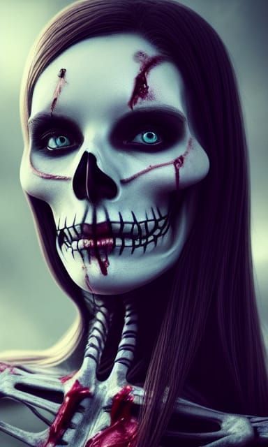 Bloody Ghost Woman Portrait in Photorealistic Style