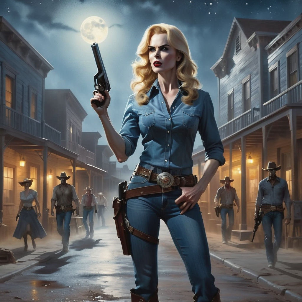 Cowgirl Confronts Zombie Apocalypse in Western Town