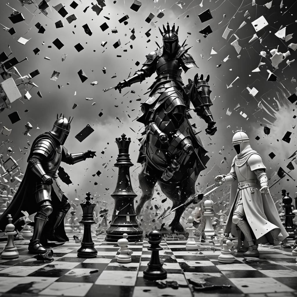 Chess Game in Progress, Surreal Art Photography