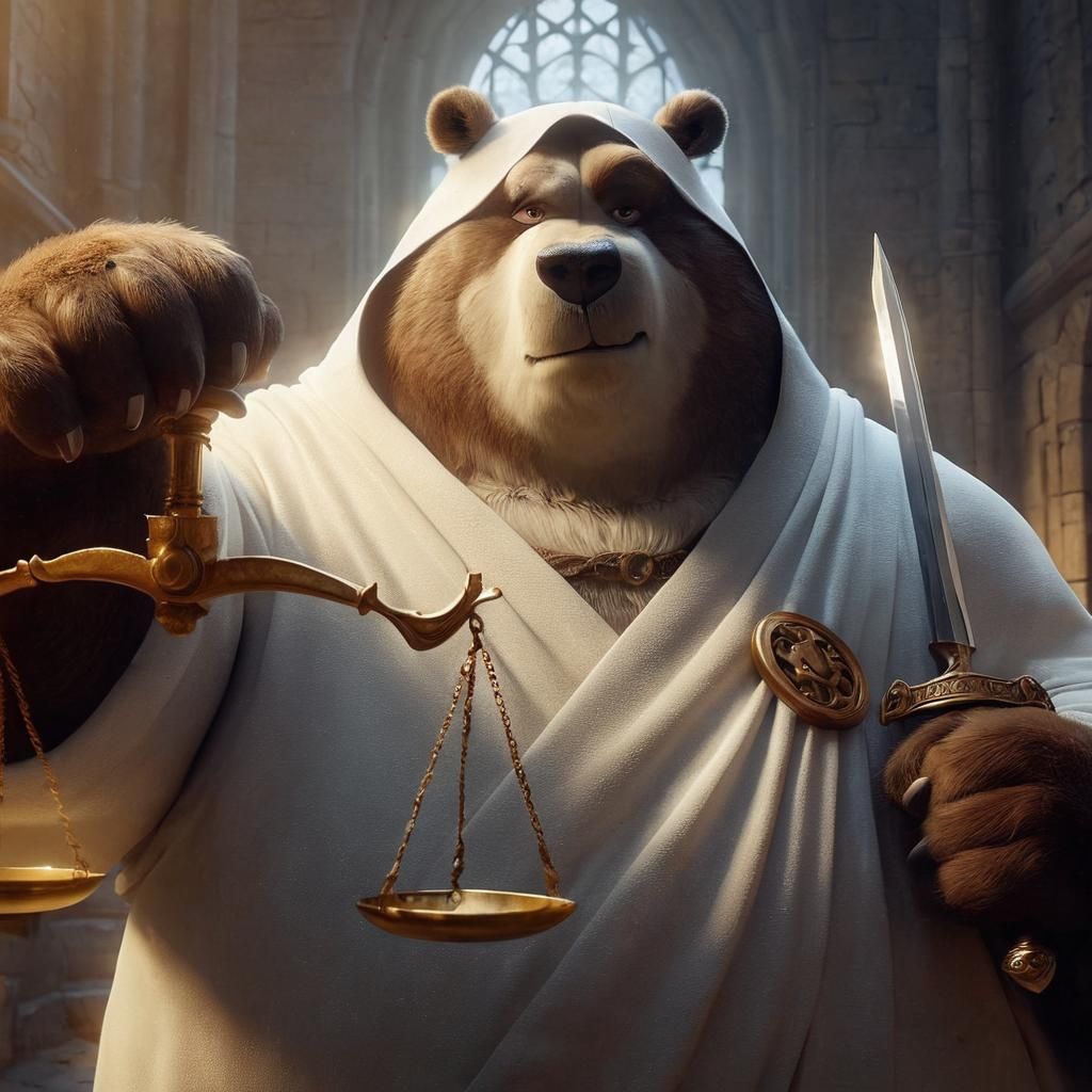Obese Bear-Justice Portrait in Gothic Setting