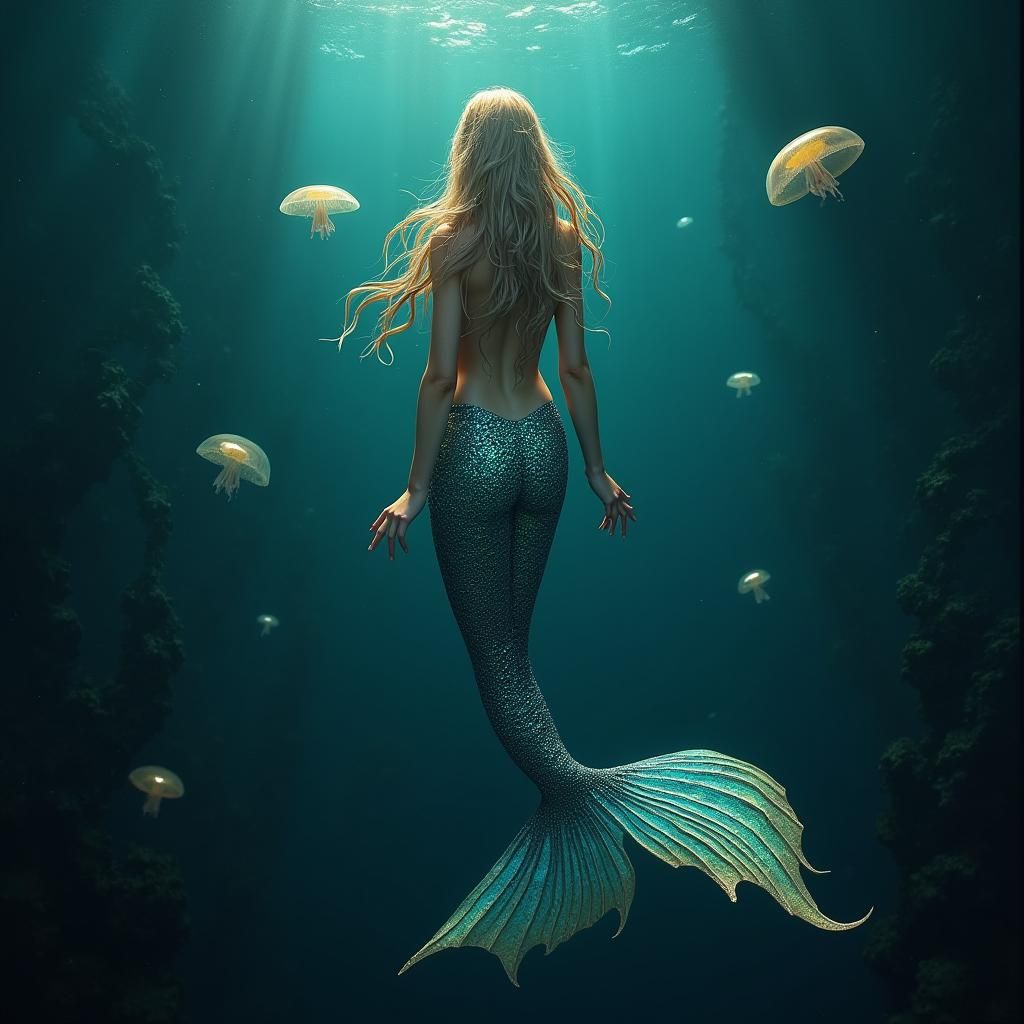 Majestic Mermaid in a Fantasy Ocean