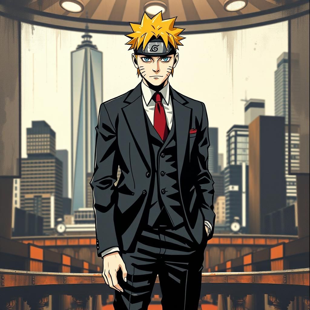Naruto in Suit: Street Art Style Law Court Scene