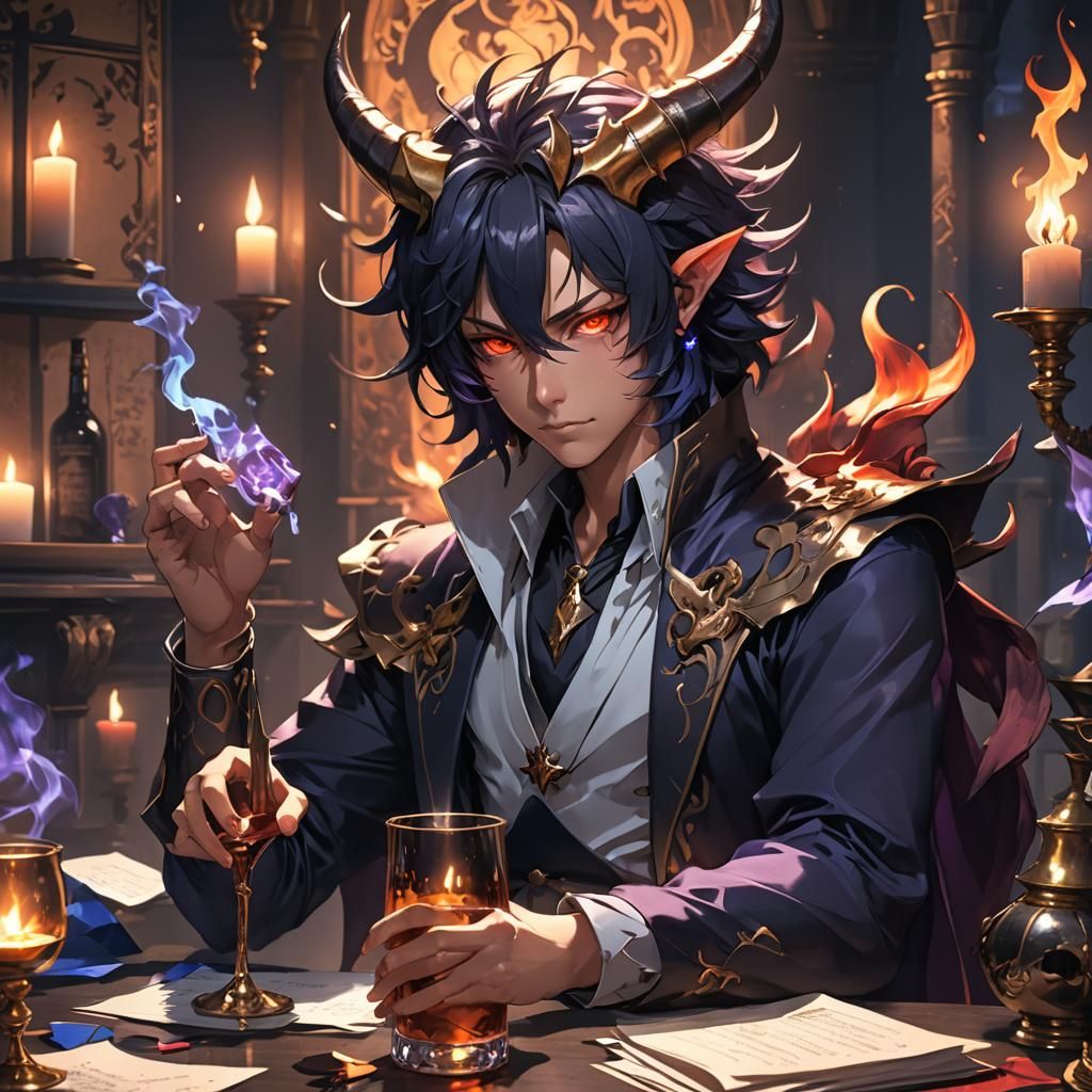 Dark Fantasy Anime Devil Portrait in 3D