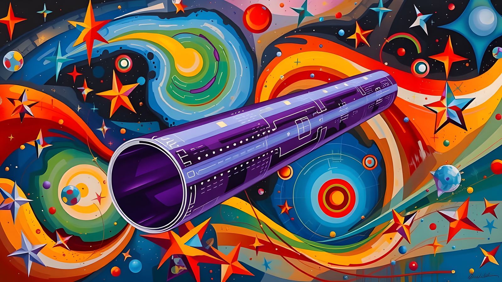 Prolate Cylinder Races Through Impasto Cosmos