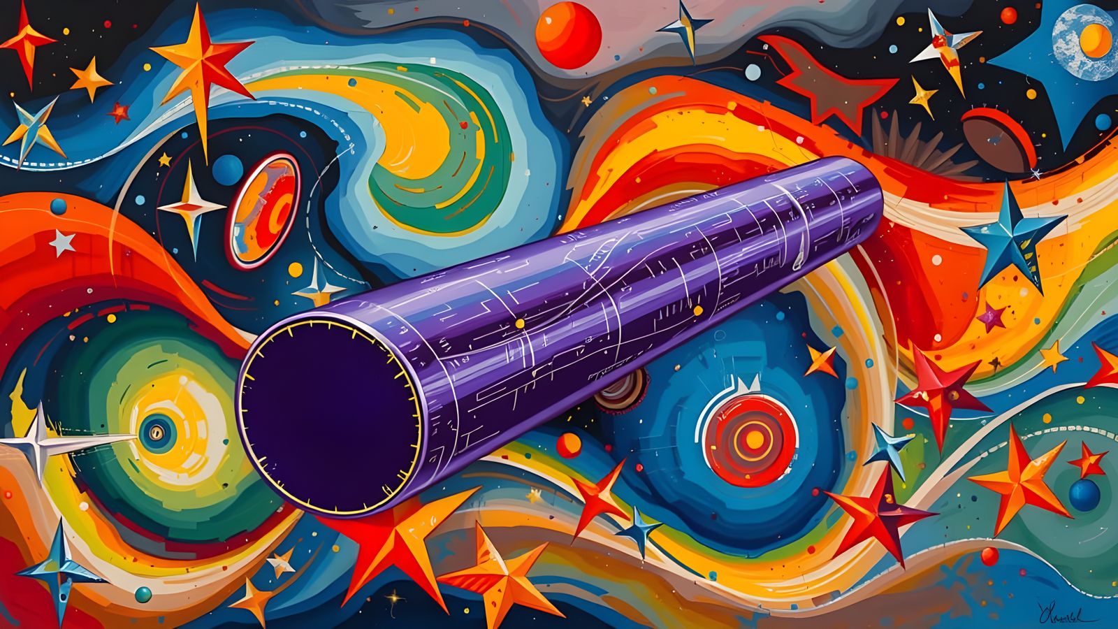 Prolate Cylinder Races Through Impasto Oil Cosmos