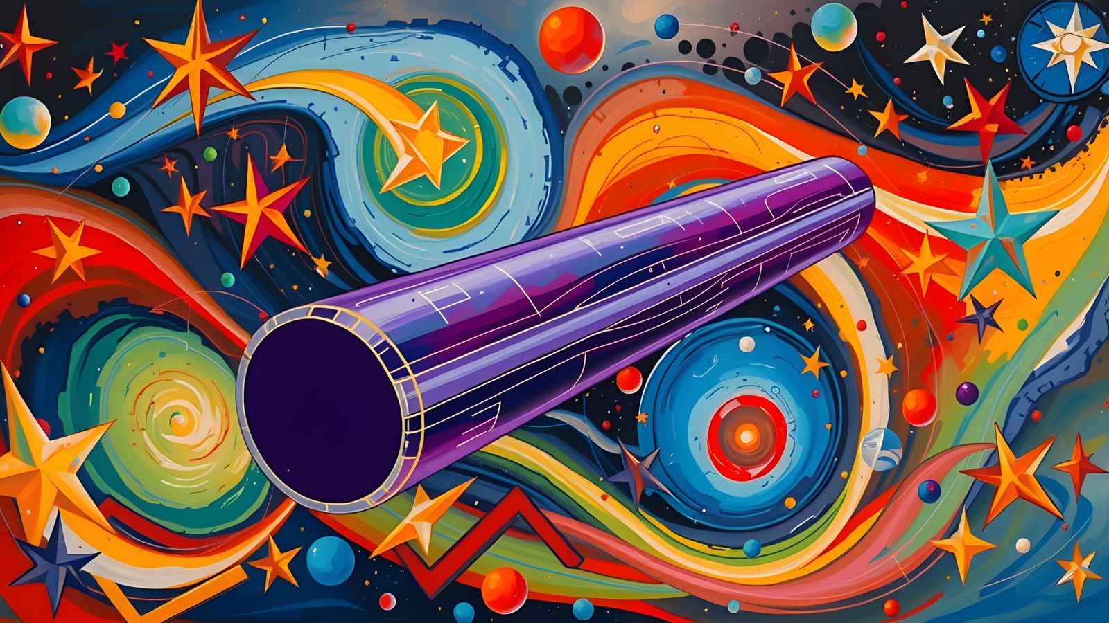 Fiery Cylinder Races Through Impasto Cosmos