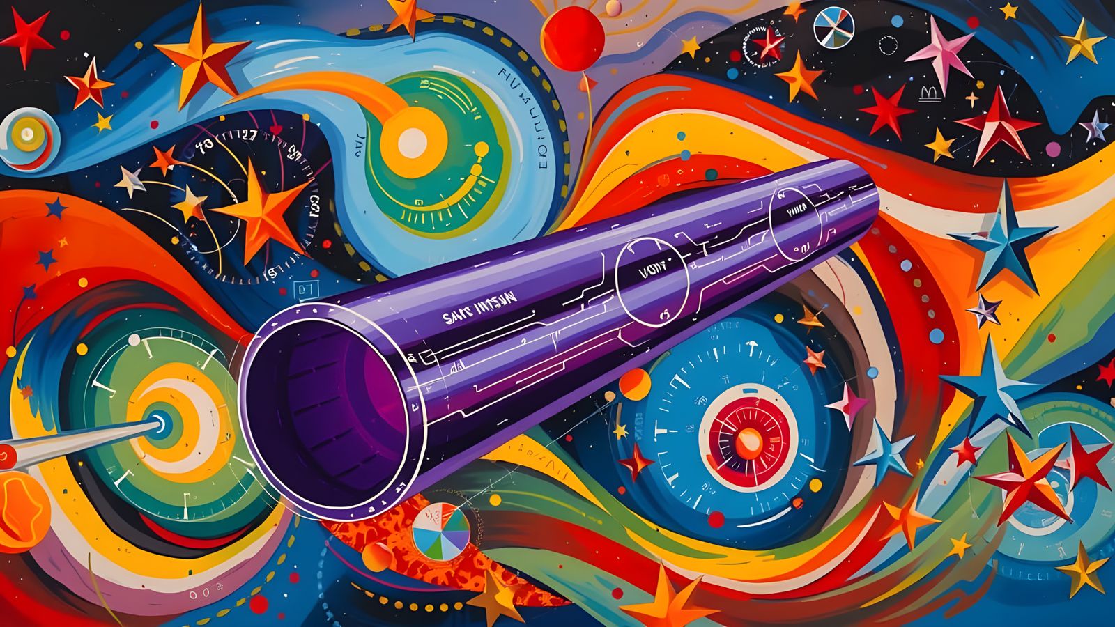 Vivid Cylinder Races Through Impasto Cosmos