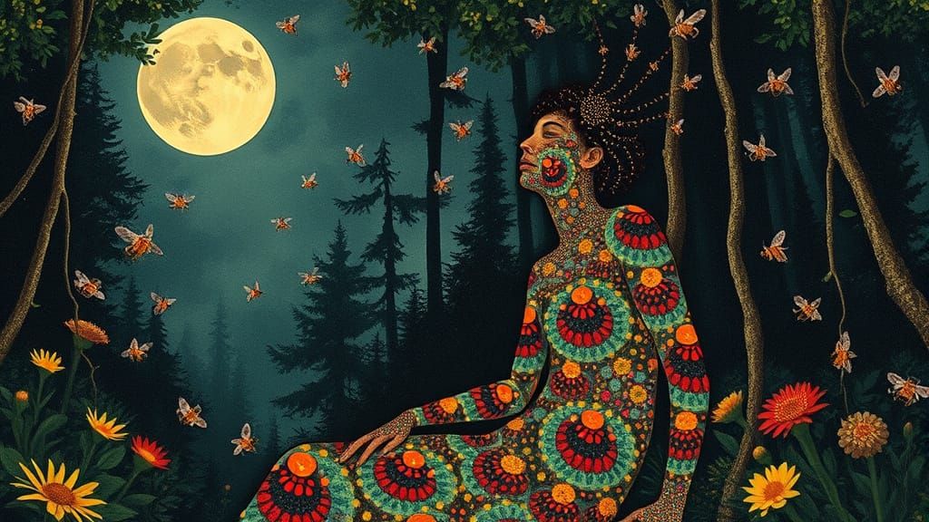 Exile Rebel in Trance Under Blooming Moonlight